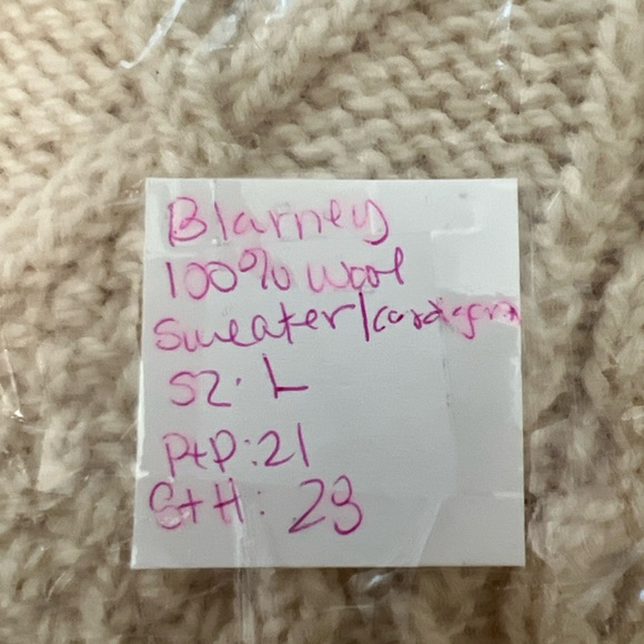🤩 NEW LISTING! Blarney Woollen Mills Vintage Cream Cable Knit Wool Sweater Sz L - Picture 11 of 11